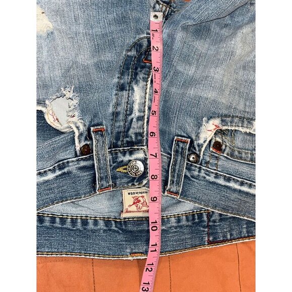True Religion Vintage BOBBY Blue Denim Distressed Straight Leg Jeans Men Size 32 - Picture 10 of 11
